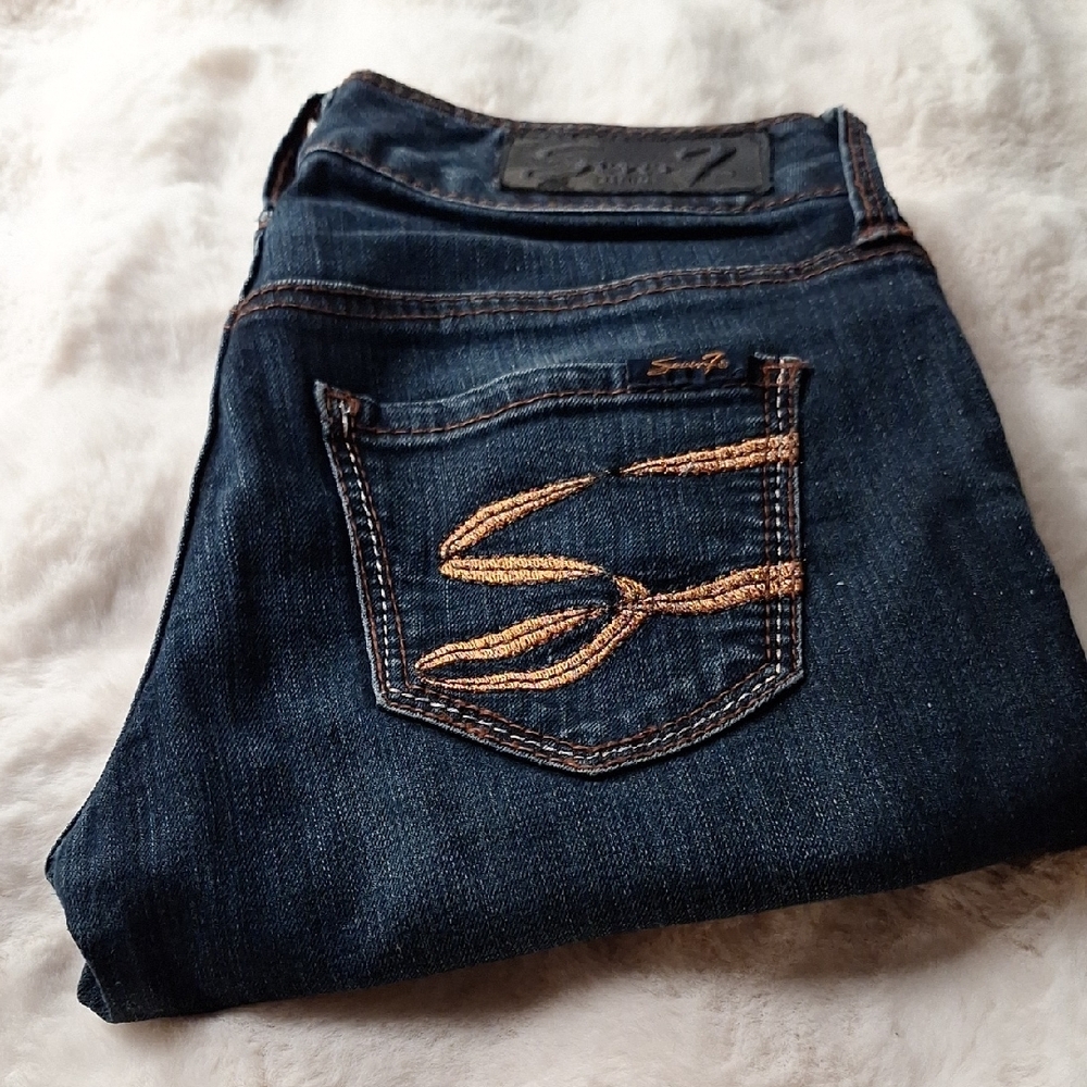Seven7 Blue Jeans with Embroidered Detail